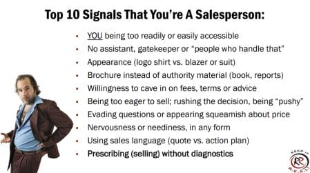 Top 10 Signals That You're Selling Like A Salesperson